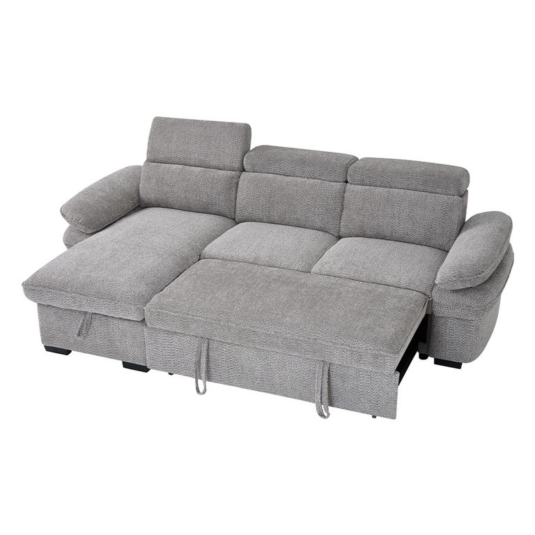 Hudson Universal Corner Sofa Bed - Grey Fabric - Pull Out