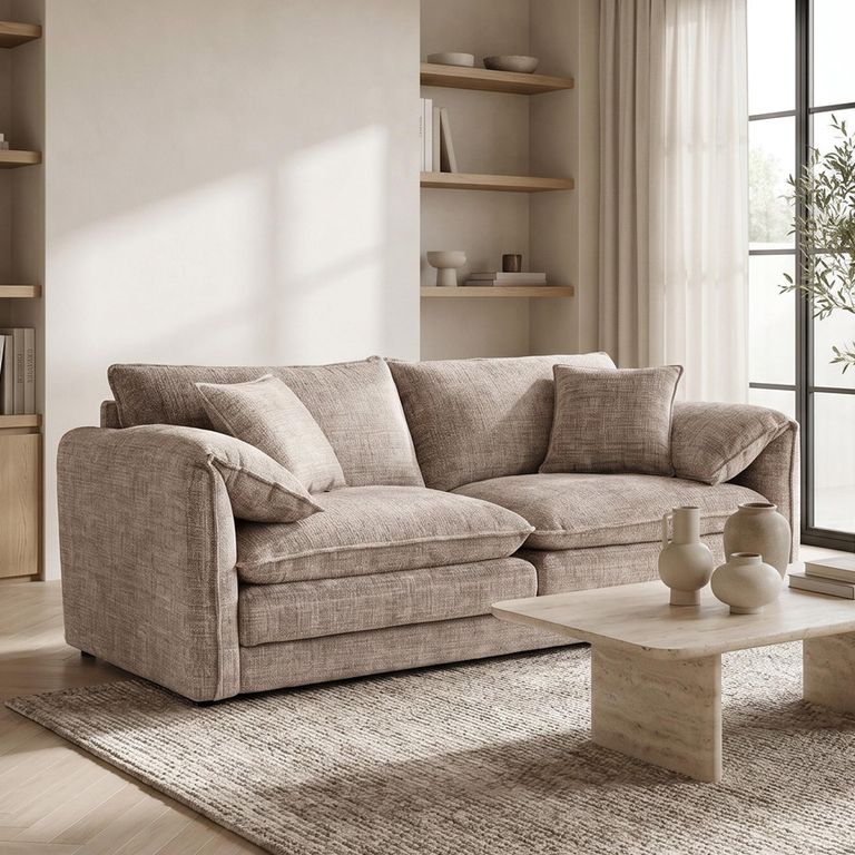 Solaya Sofa - Beige Fabric - 3 Seater