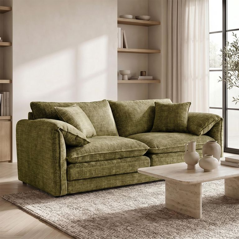 Solaya Sofa - Green Fabric - 3 Seater