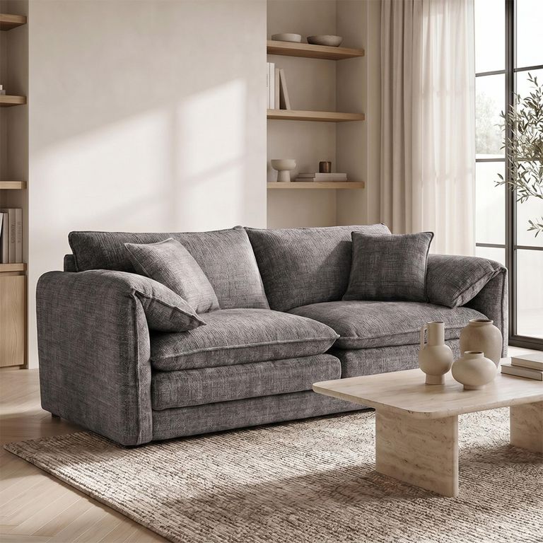 Solaya Sofa - Grey Fabric - 3 Seater