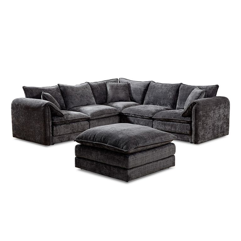 Solaya Corner Sofa - Black Fabric - Large