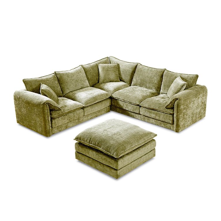 Solaya Corner Sofa - Green Fabric - Large