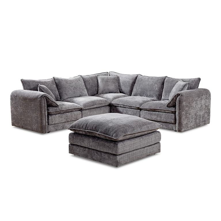 Solaya Corner Sofa - Grey Fabric - Large