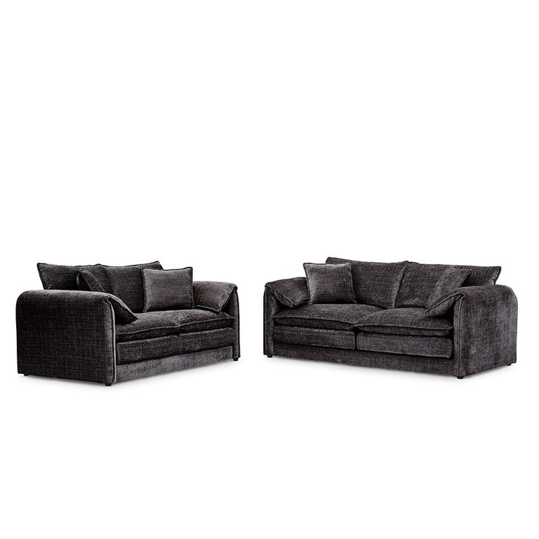 Solaya Sofa - Black Fabric - 3+2 Seater
