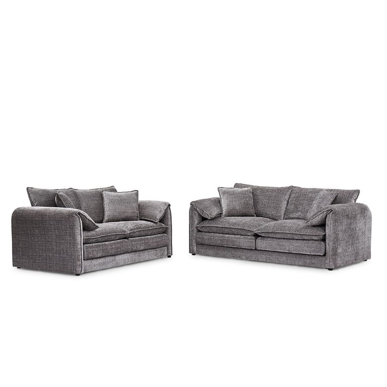 Solaya Sofa - Grey Fabric - 3+2 Seater