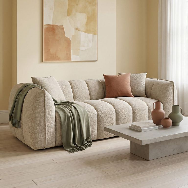 Venice Sofa - Beige Fabric - 3 Seater