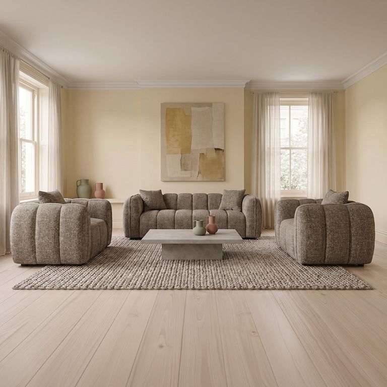 Venice Sofa Set - Mocha Fabric - 3+1+1 Seater