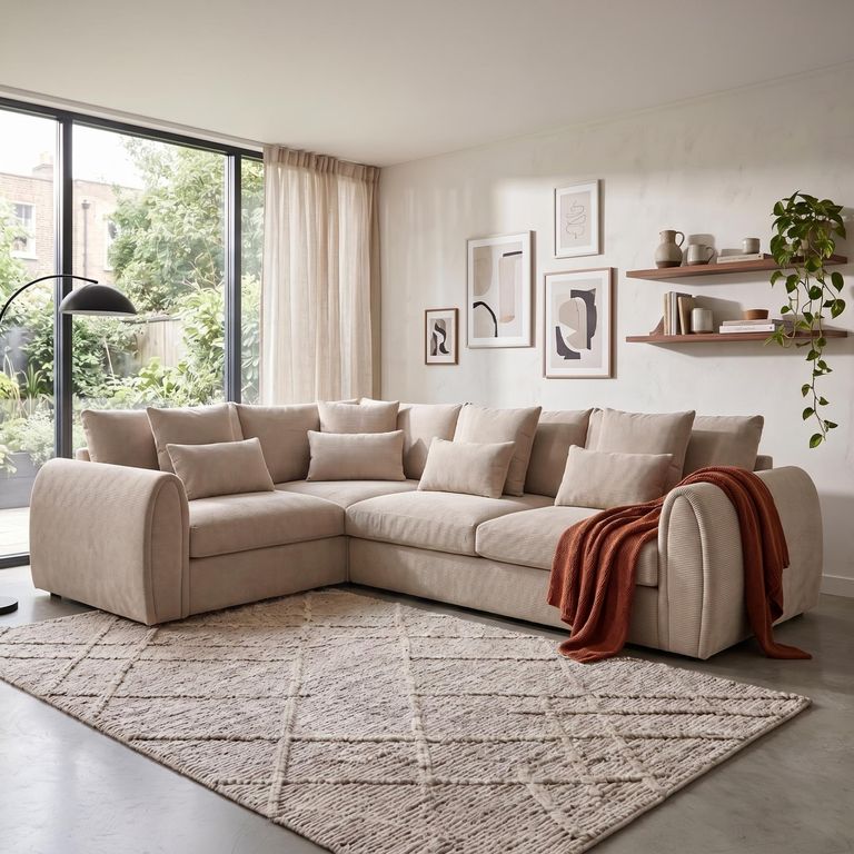 Mirabel Corner Sofa - Mocha Fabric - LHF