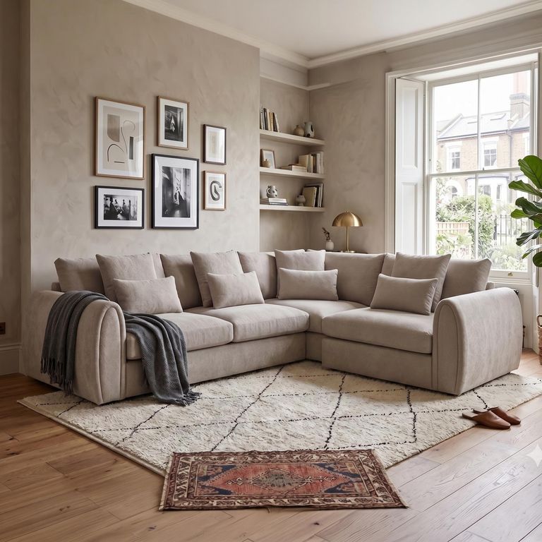 Mirabel Corner Sofa - Mocha Fabric - RHF