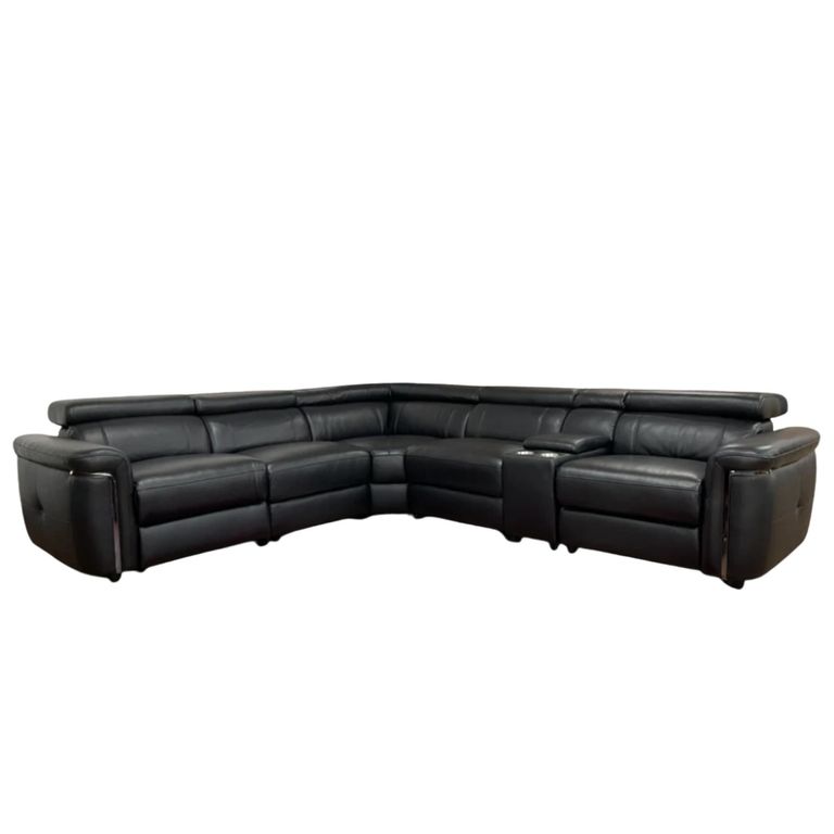 Somerville Electric Recliner Corner Sofa - Black Leather