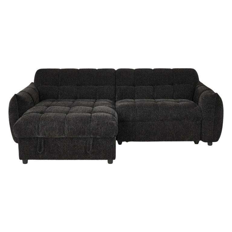 Florida Universal Corner Sofa Bed - Black Fabric - Pull Out