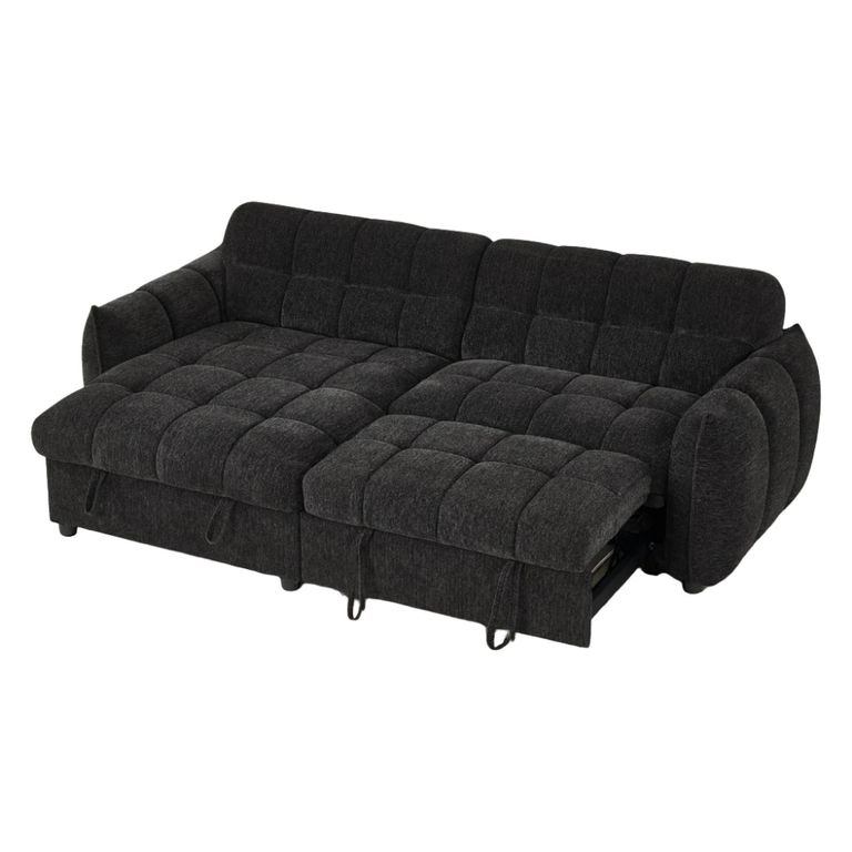 Florida Universal Corner Sofa Bed - Black Fabric - Pull Out