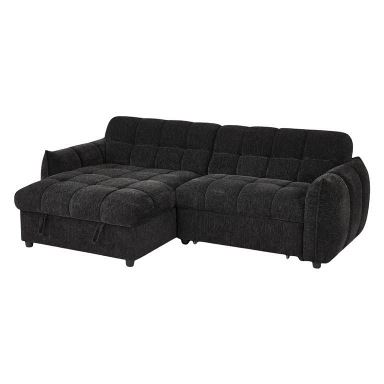 Florida Universal Corner Sofa Bed - Black Fabric - Pull Out