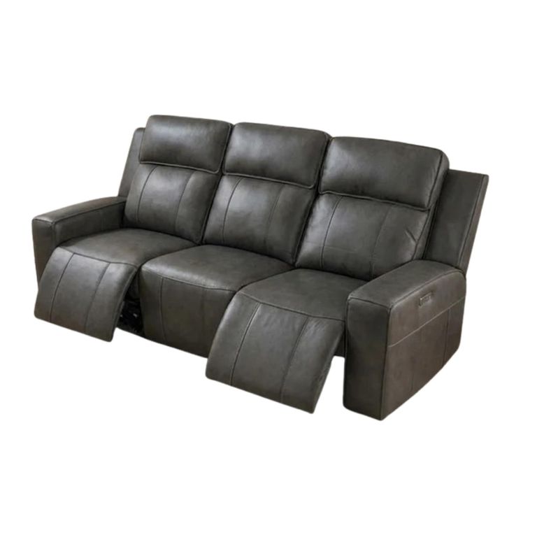 Barcelona Electric Recliner Sofa - Grey Leather - 3+2 Seater