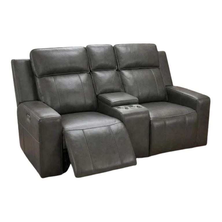 Barcelona Electric Recliner Sofa - Grey Leather - 3+2 Seater