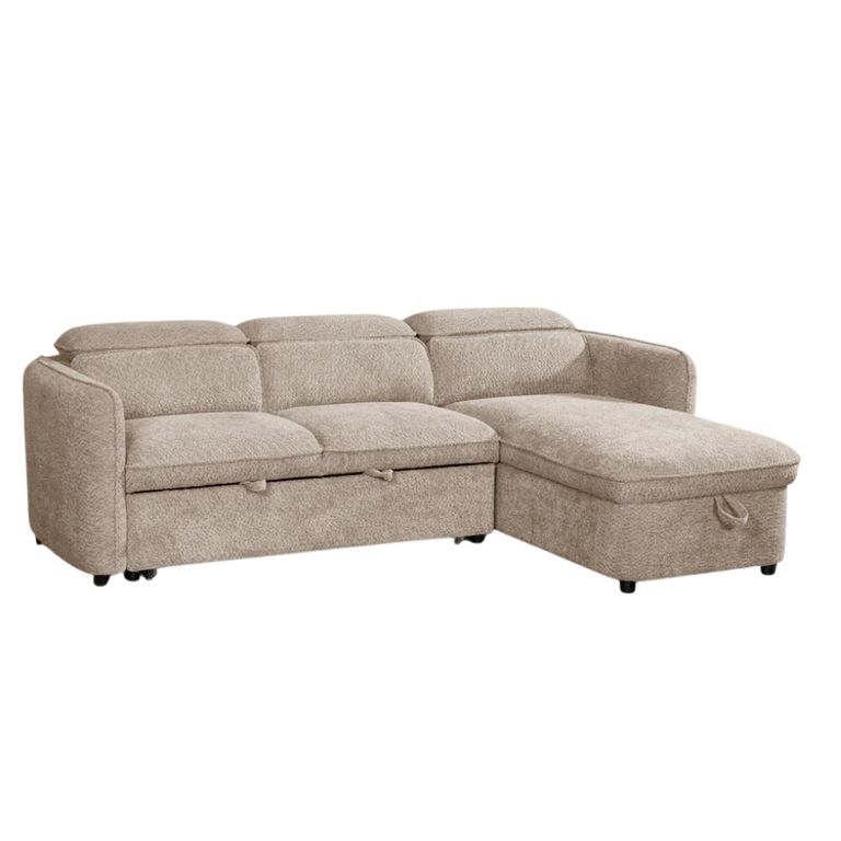 Capri Universal Corner Sofa Bed - Beige Fabric - Pull Out