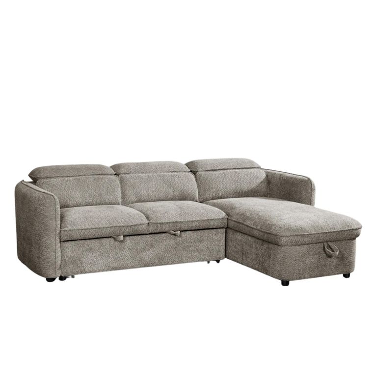 Capri Universal Corner Sofa Bed - Grey Fabric - Pull Out