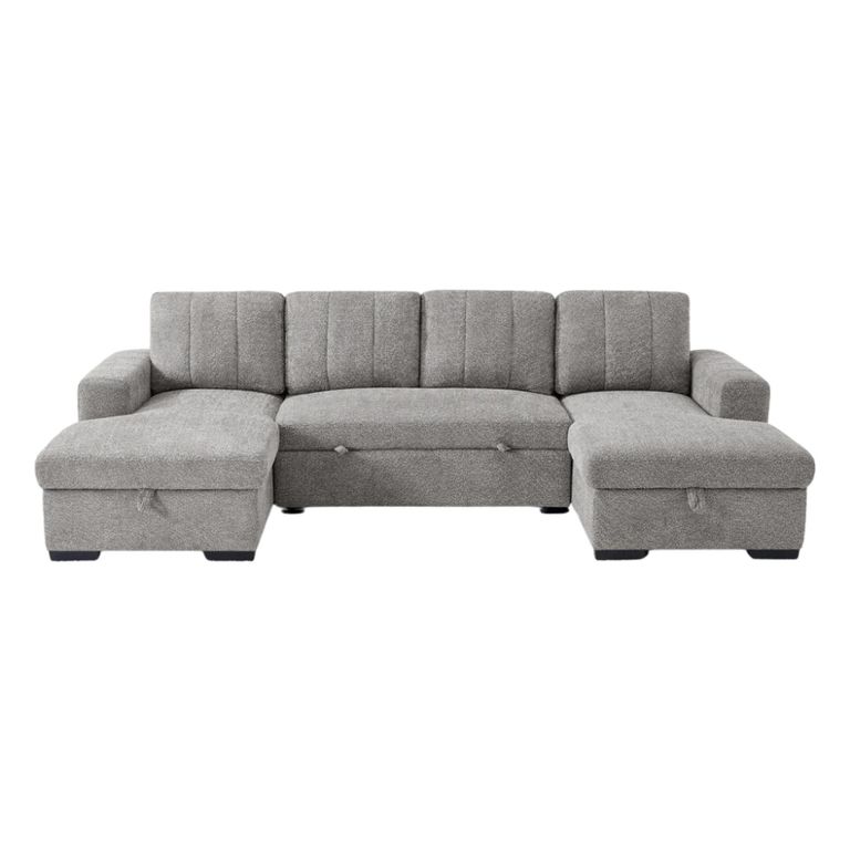 Como U Shape Corner Sofa Bed - Grey Fabric - Pull Out