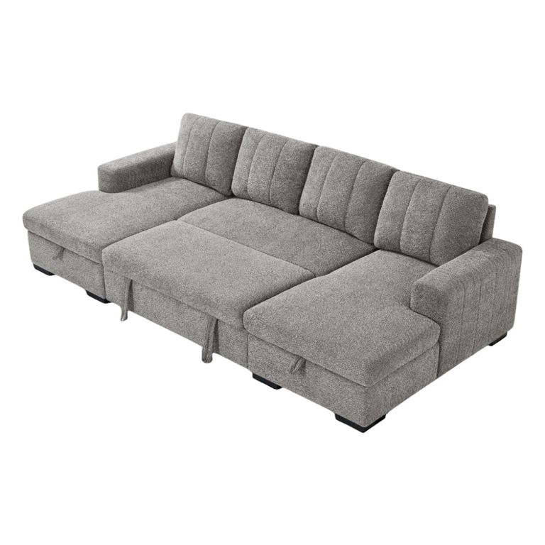Como U Shape Corner Sofa Bed - Grey Fabric - Pull Out