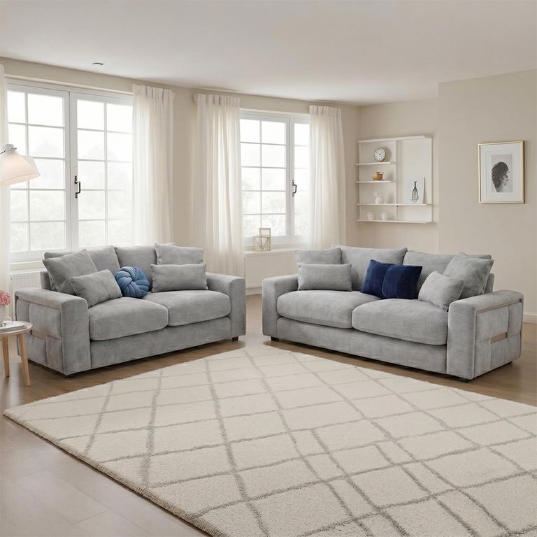 Jupiter Sofa - Grey Fabric - 3+2 Seater