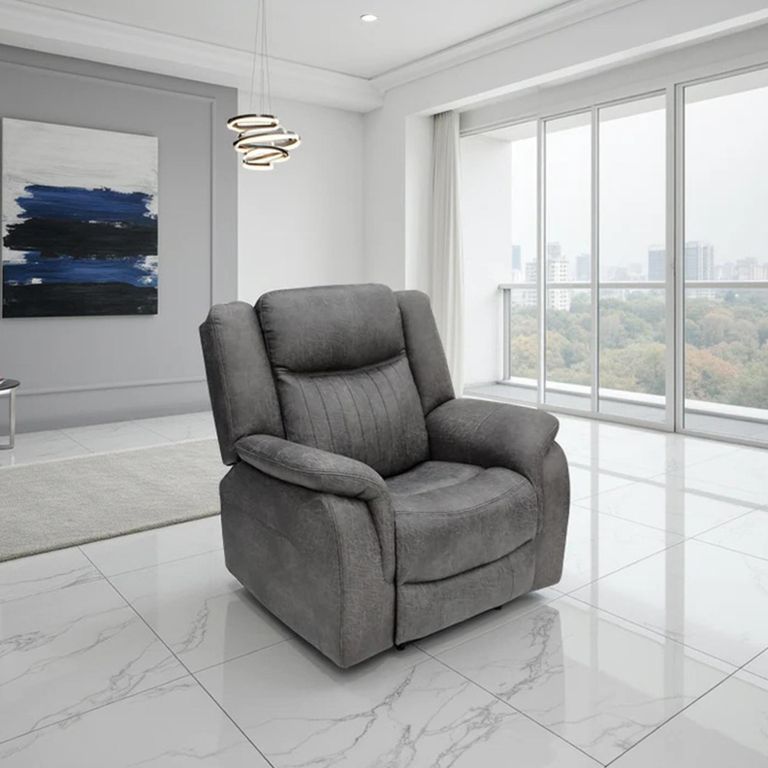 Leon Electric Recliner Armchair - Grey Fabric