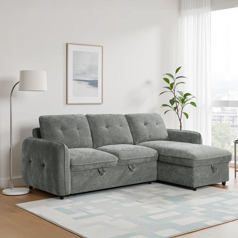 Moscow Universal Corner Sofa Bed - Grey Fabric - Pull Out