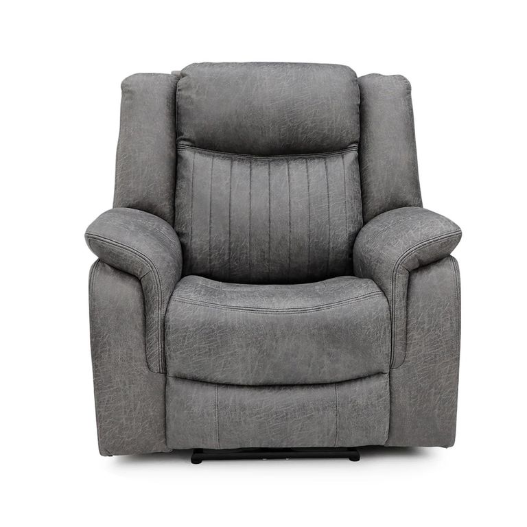 Leon Electric Recliner Armchair - Grey Fabric
