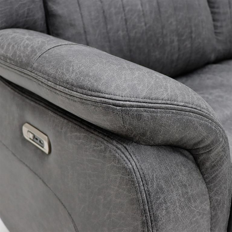 Leon Electric Recliner Sofa - Grey Fabric - 2 Seater