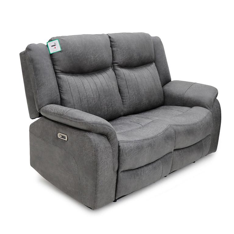 Leon Electric Recliner Sofa - Grey Fabric - 3+2 Seater
