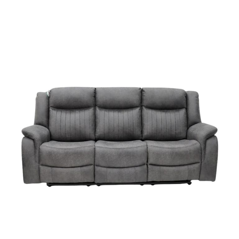 Leon Electric Recliner Sofa - Grey Fabric - 3 Seater