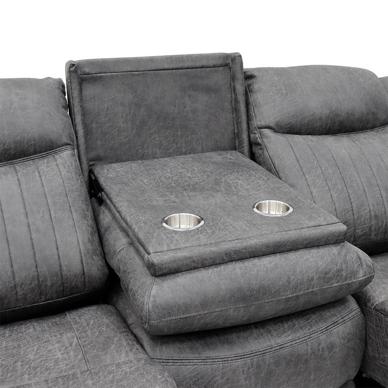Leon Electric Recliner Sofa - Grey Fabric - 3 Seater
