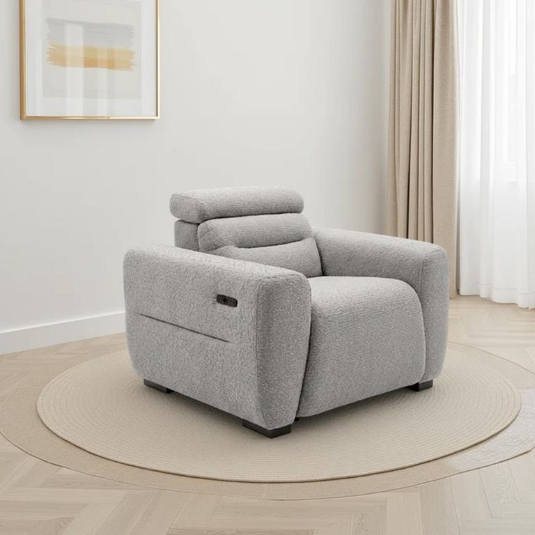 Tokyo Electric Recliner Armchair - Grey Fabric