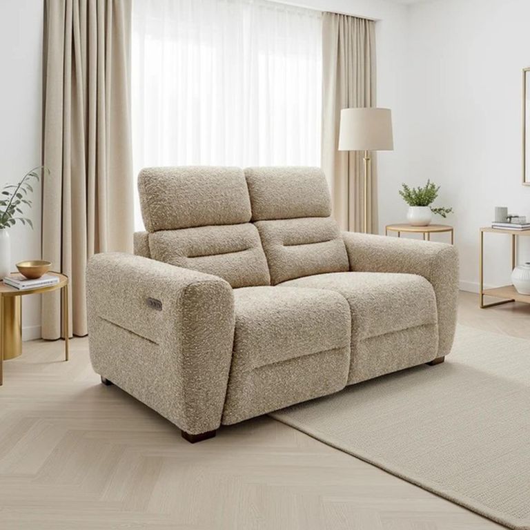 Tokyo Electric Recliner Sofa - Beige Fabric - 2 Seater