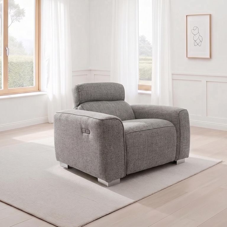 Toronto Electric Recliner Armchair - Grey Fabric