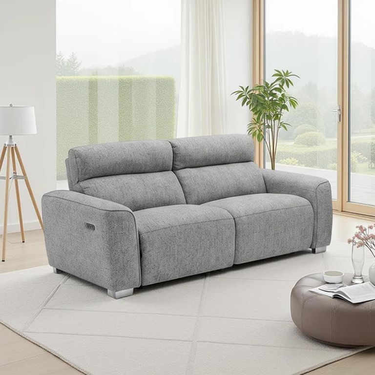 Toronto Electric Recliner Sofa - Grey Fabric - 3 Seater