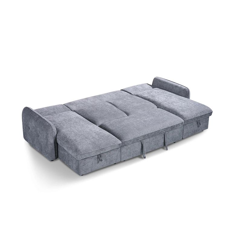 Moscow U Shape Corner Sofa Bed - Grey Fabric - Pull Out