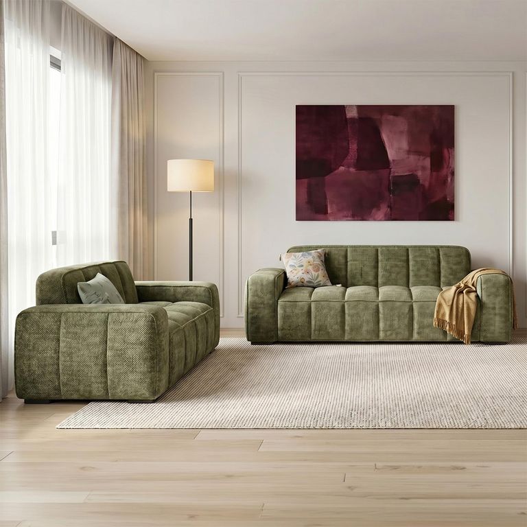 Paris Sofa - Olive Fabric - 3+2 Seater