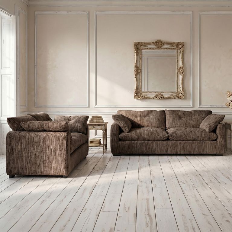 Quetta Sofa - Brown Fabric - 3+2 Seater