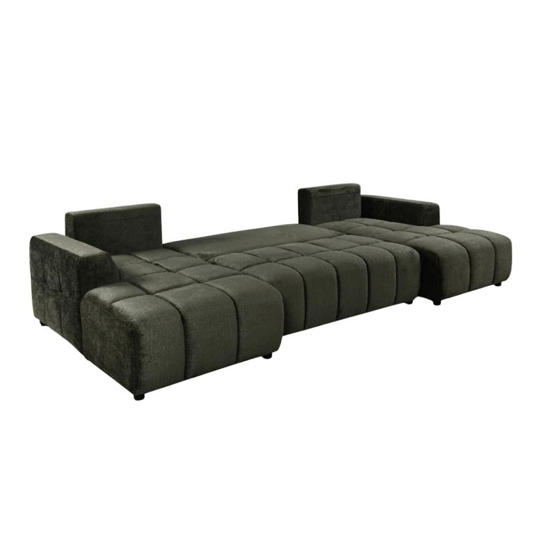 Shanghai Luxury U Shape Corner Sofa Bed - Green Fabric