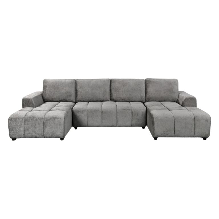 Shanghai Luxury U Shape Corner Sofa Bed - Grey Fabric