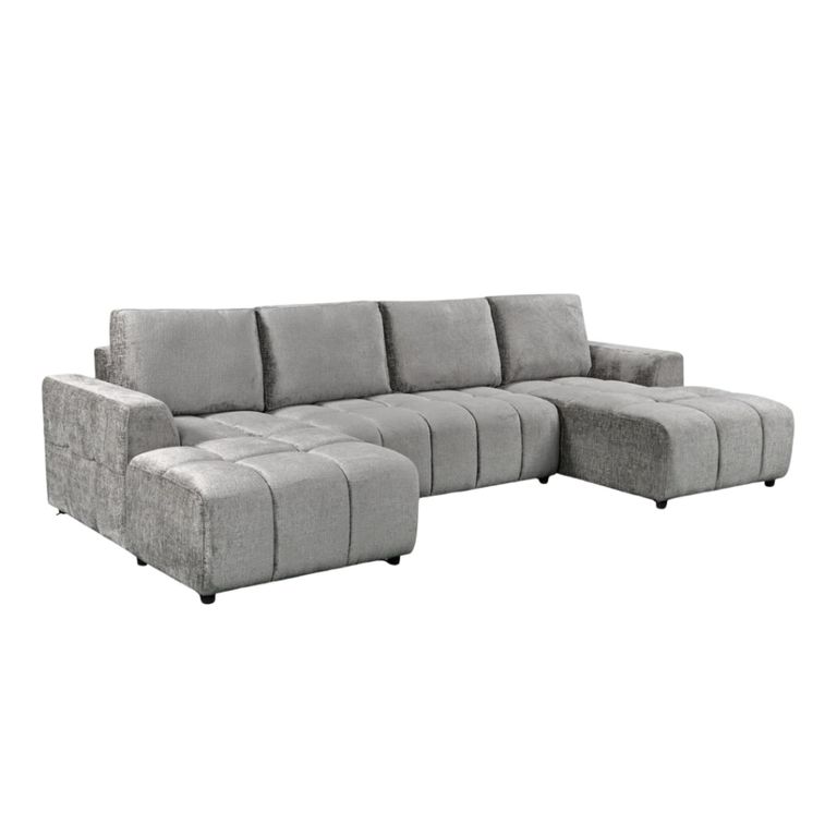 Shanghai Luxury U Shape Corner Sofa Bed - Grey Fabric