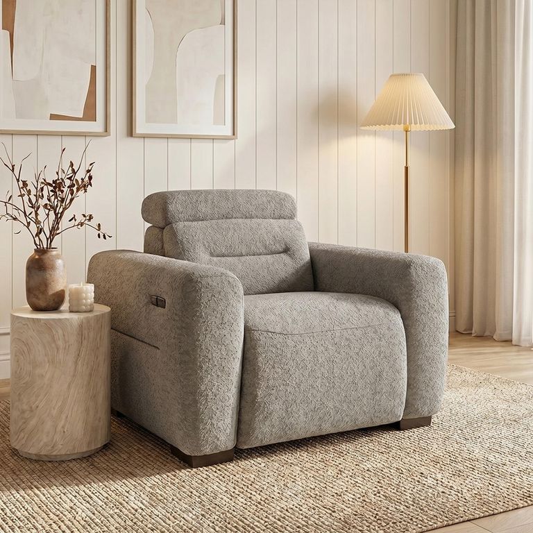 Tokyo Electric Recliner Armchair - Grey Fabric