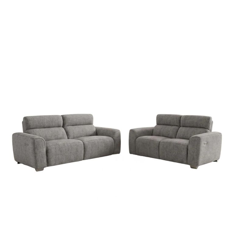 Toronto Electric Recliner Sofa - Grey Fabric - 3+2 Seater
