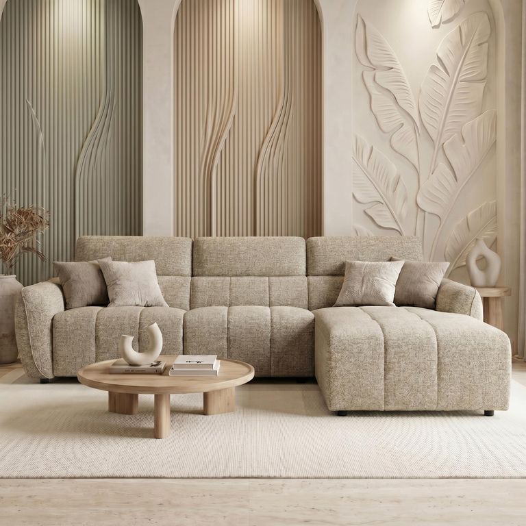 Turin Electric Recliner Sofa - Mocha Fabric - RHF