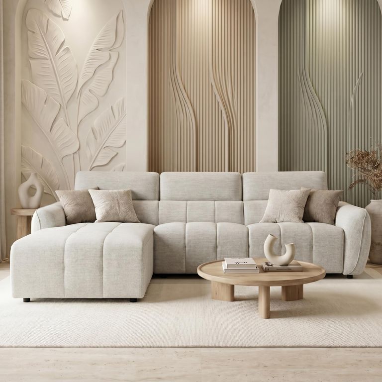 Turin Electric Recliner Sofa - Silver Fabric - LHF