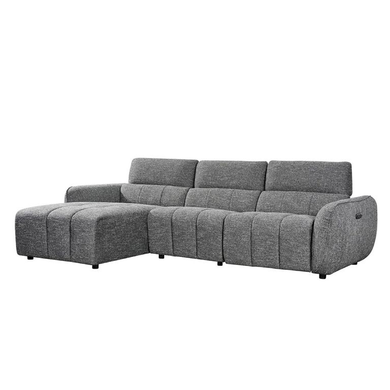Turin Electric Recliner Sofa - Charcoal Fabric - LHF