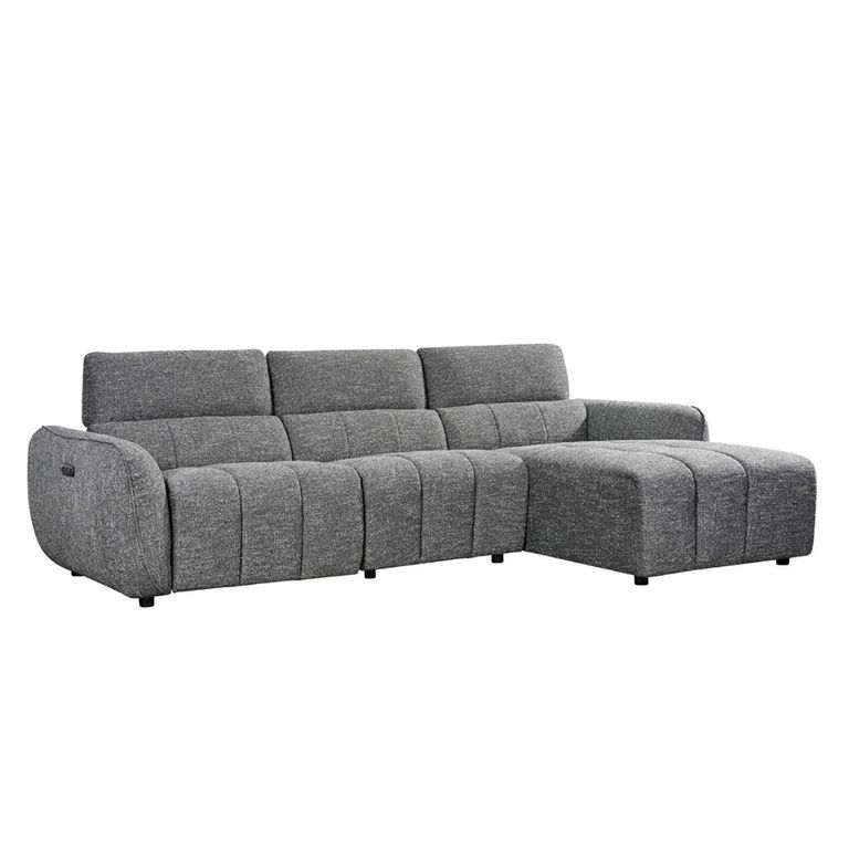 Turin Electric Recliner Sofa - Charcoal Fabric - RHF