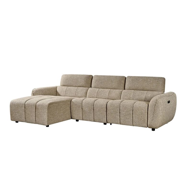 Turin Electric Recliner Sofa - Mocha Fabric - LHF