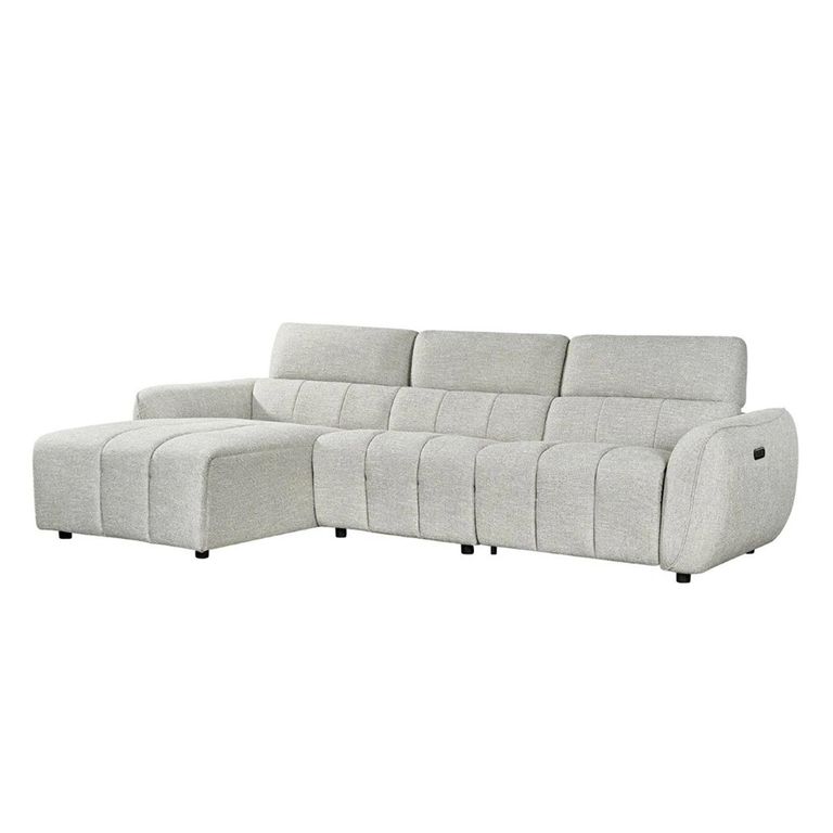 Turin Electric Recliner Sofa - Silver Fabric - LHF