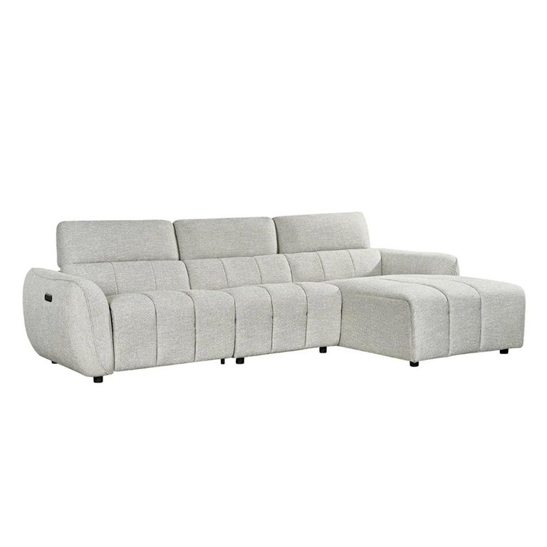 Turin Electric Recliner Sofa - Silver Fabric - RHF